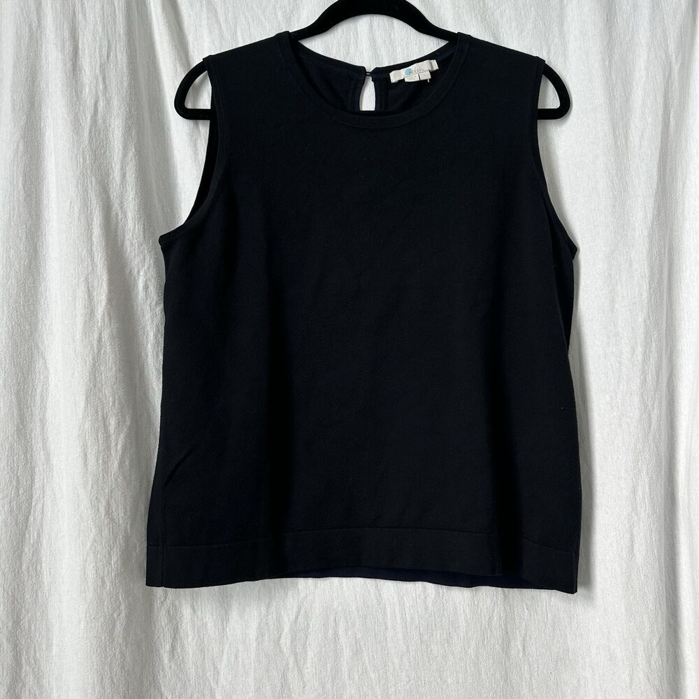 Boden Women's Black Sweater Vest Cotton Large Sleeveless Preppy Academia